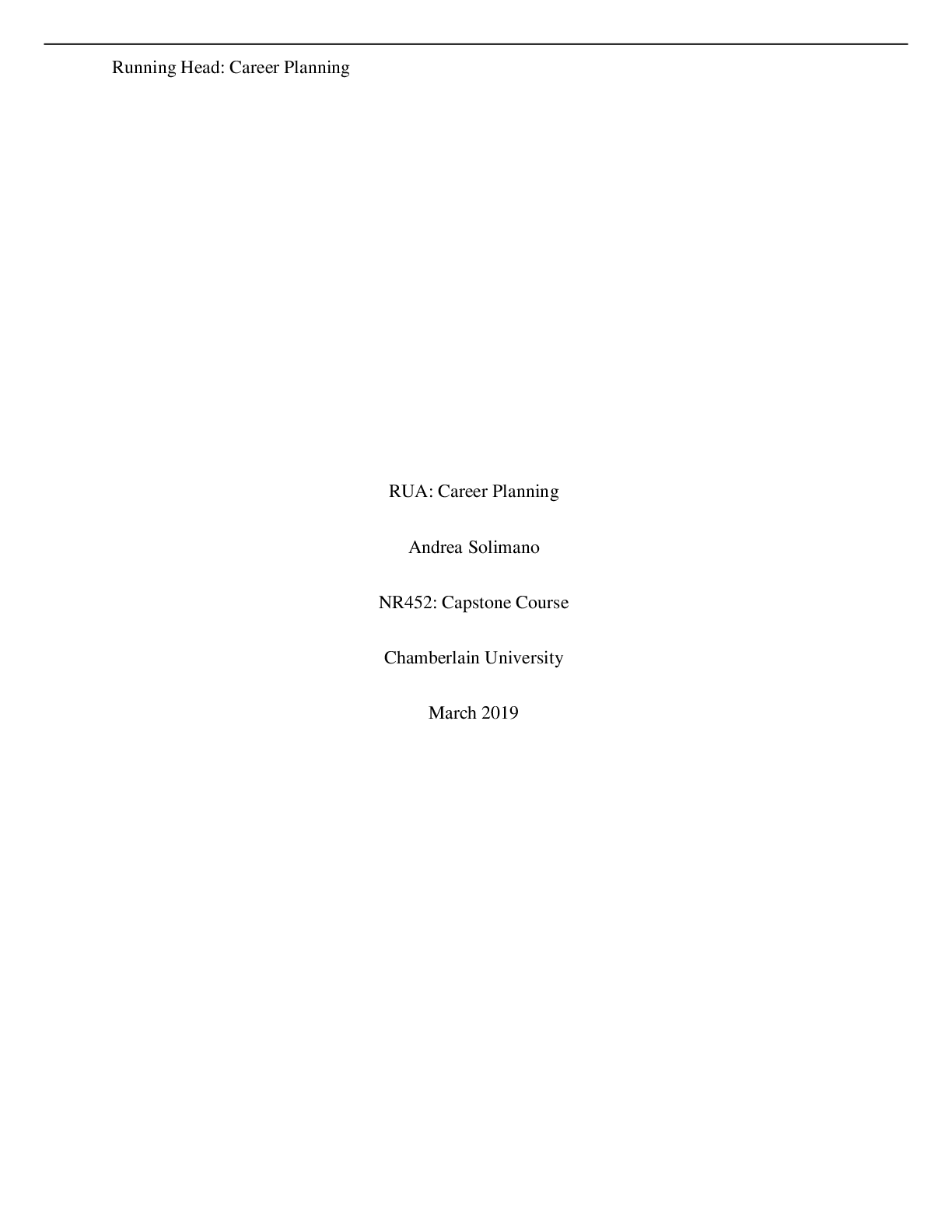 Preview image for NR 452 RUA Career Planning-Chamberlain College of Nursing LATEST 2022-2023